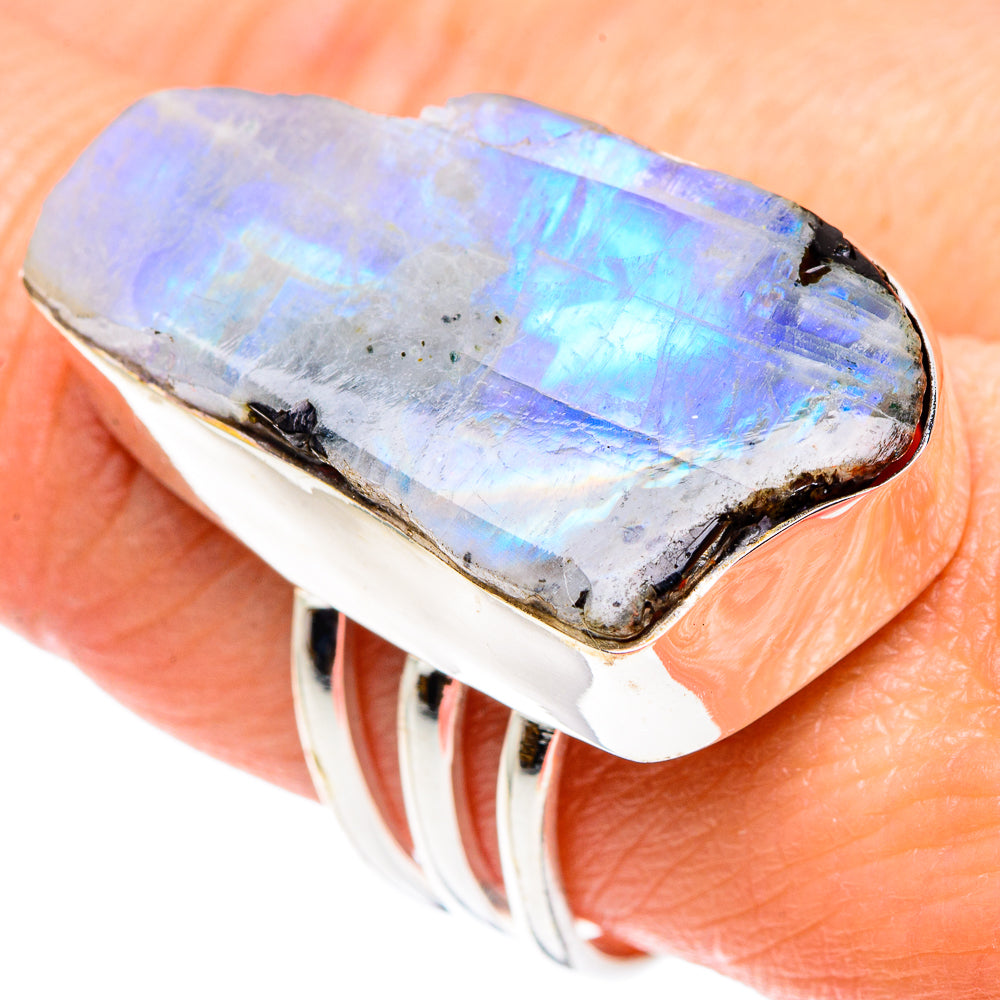 Rainbow Moonstone Rings handcrafted by Anasilvercos - RING89318
