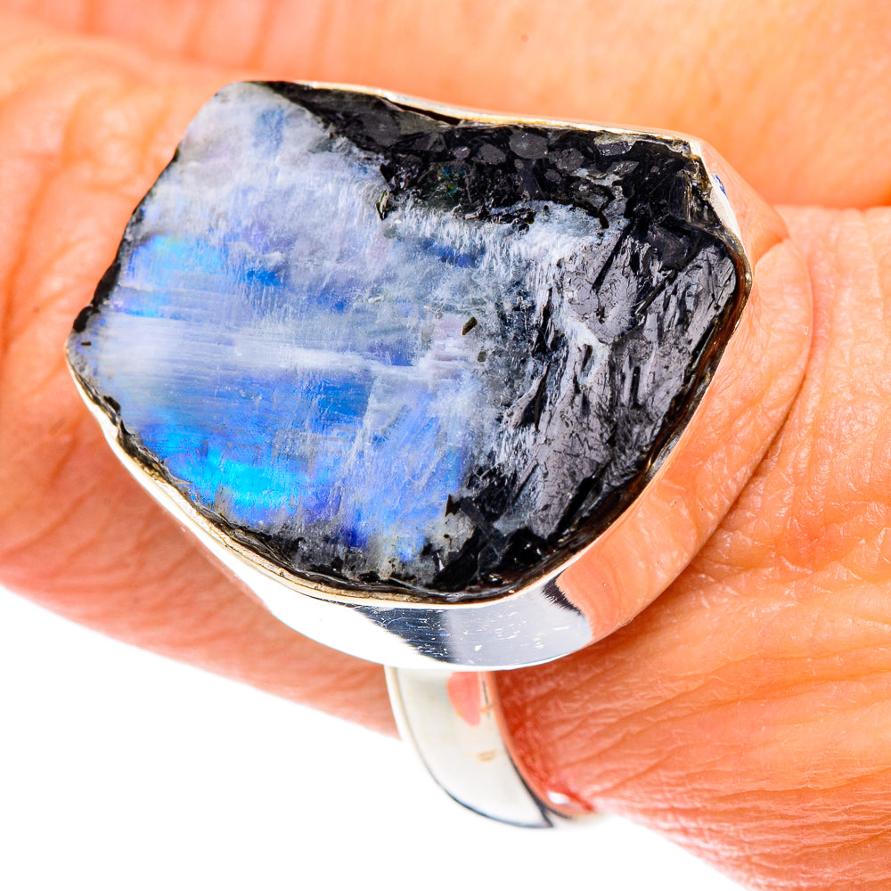Rainbow Moonstone Rings handcrafted by Anasilvercos - RING89321
