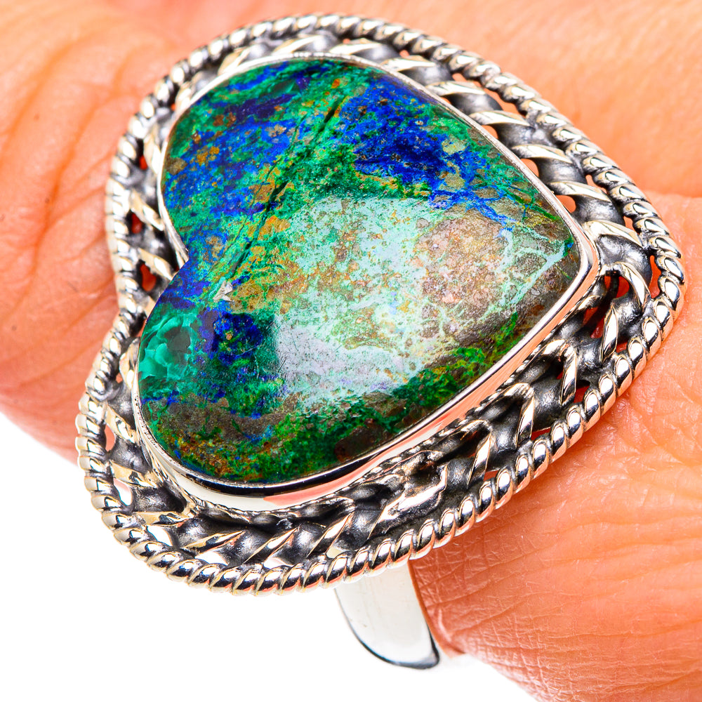 Azurite Malachite Rings handcrafted by Anasilvercos - RING89324