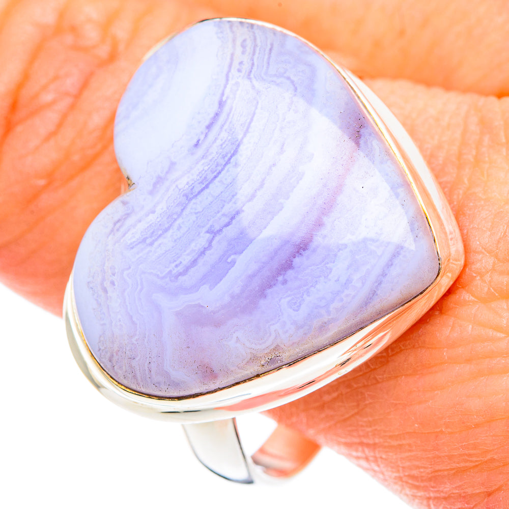 Blue Lace Agate Rings handcrafted by Anasilvercos - RING89350