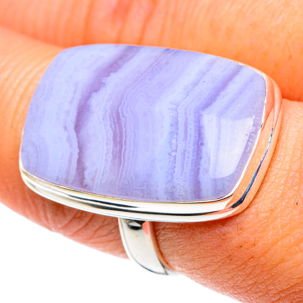 Blue Lace Agate Rings handcrafted by Anasilvercos - RING89352