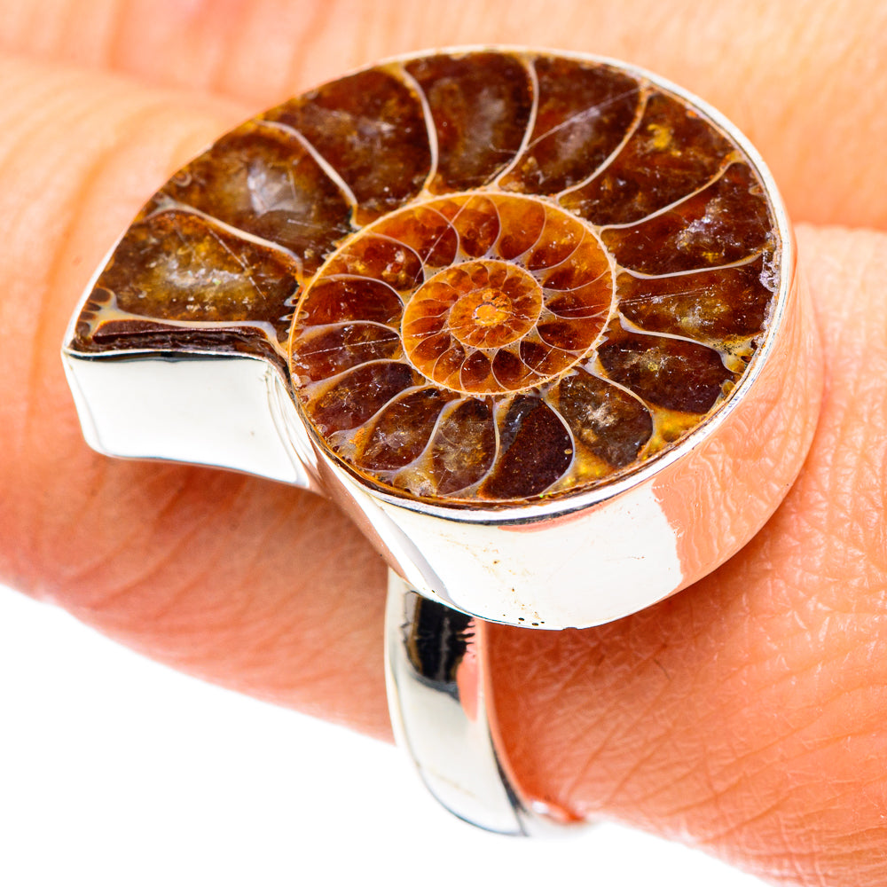 Ammonite Fossil Rings handcrafted by Anasilvercos - RING89363