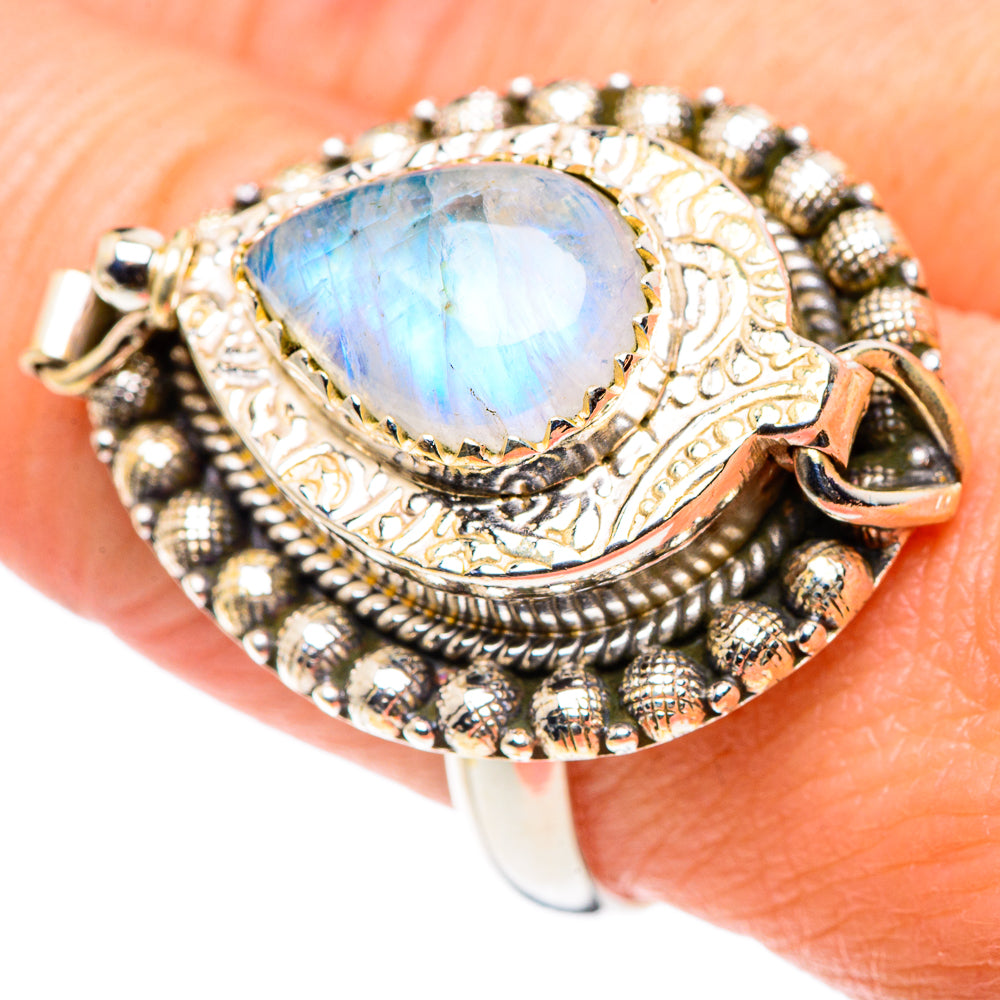 Rainbow Moonstone Rings handcrafted by Anasilvercos - RING89366