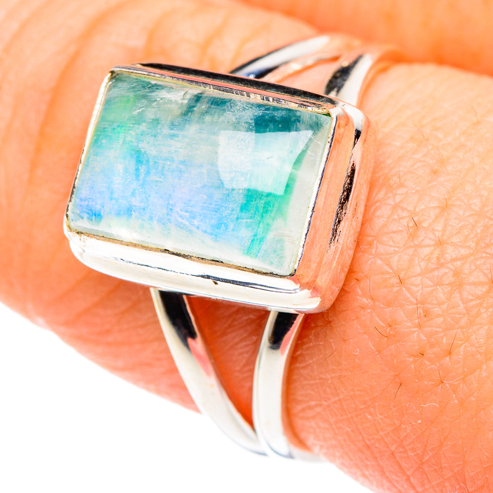 Rainbow Moonstone Rings handcrafted by Anasilvercos - RING89381