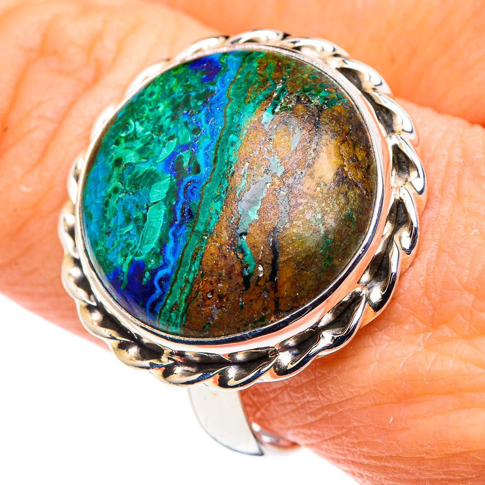 Azurite Malachite Rings handcrafted by Anasilvercos - RING89403