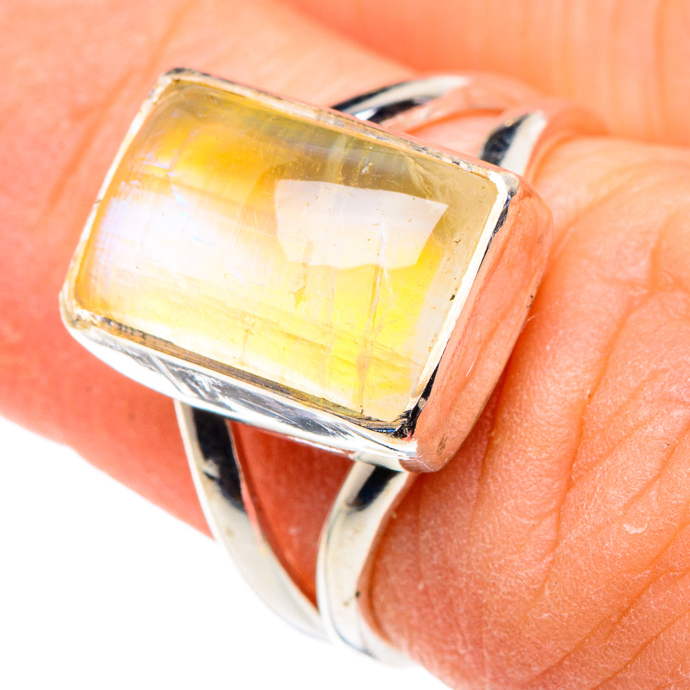 Yellow Moonstone Rings handcrafted by Anasilvercos - RING89407