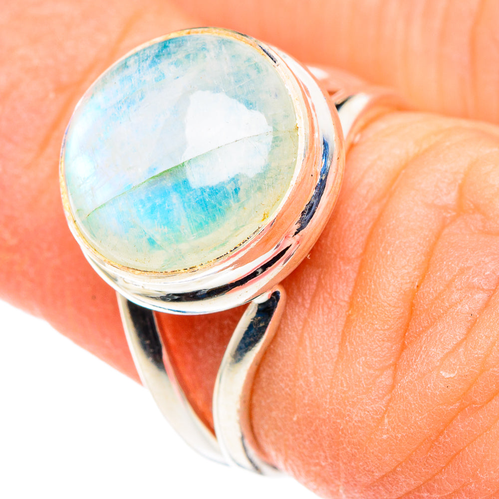 Rainbow Moonstone Rings handcrafted by Anasilvercos - RING89417