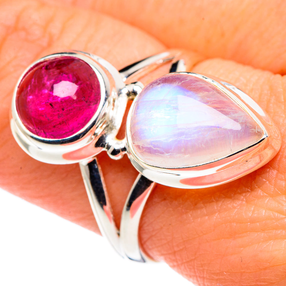 Rainbow Moonstone Rings handcrafted by Anasilvercos - RING89462