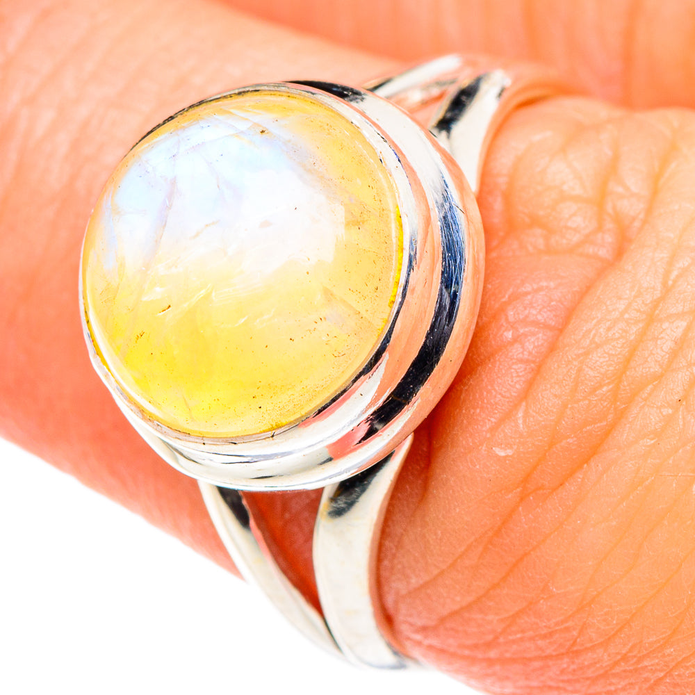Yellow Moonstone Rings handcrafted by Anasilvercos - RING89475