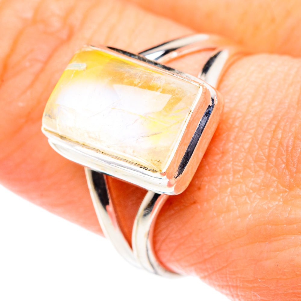 Yellow Moonstone Rings handcrafted by Anasilvercos - RING89477