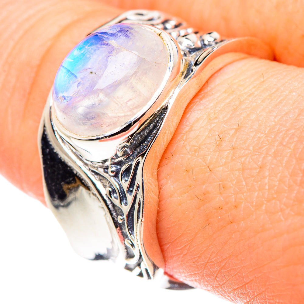 Rainbow Moonstone Rings handcrafted by Anasilvercos - RING89533