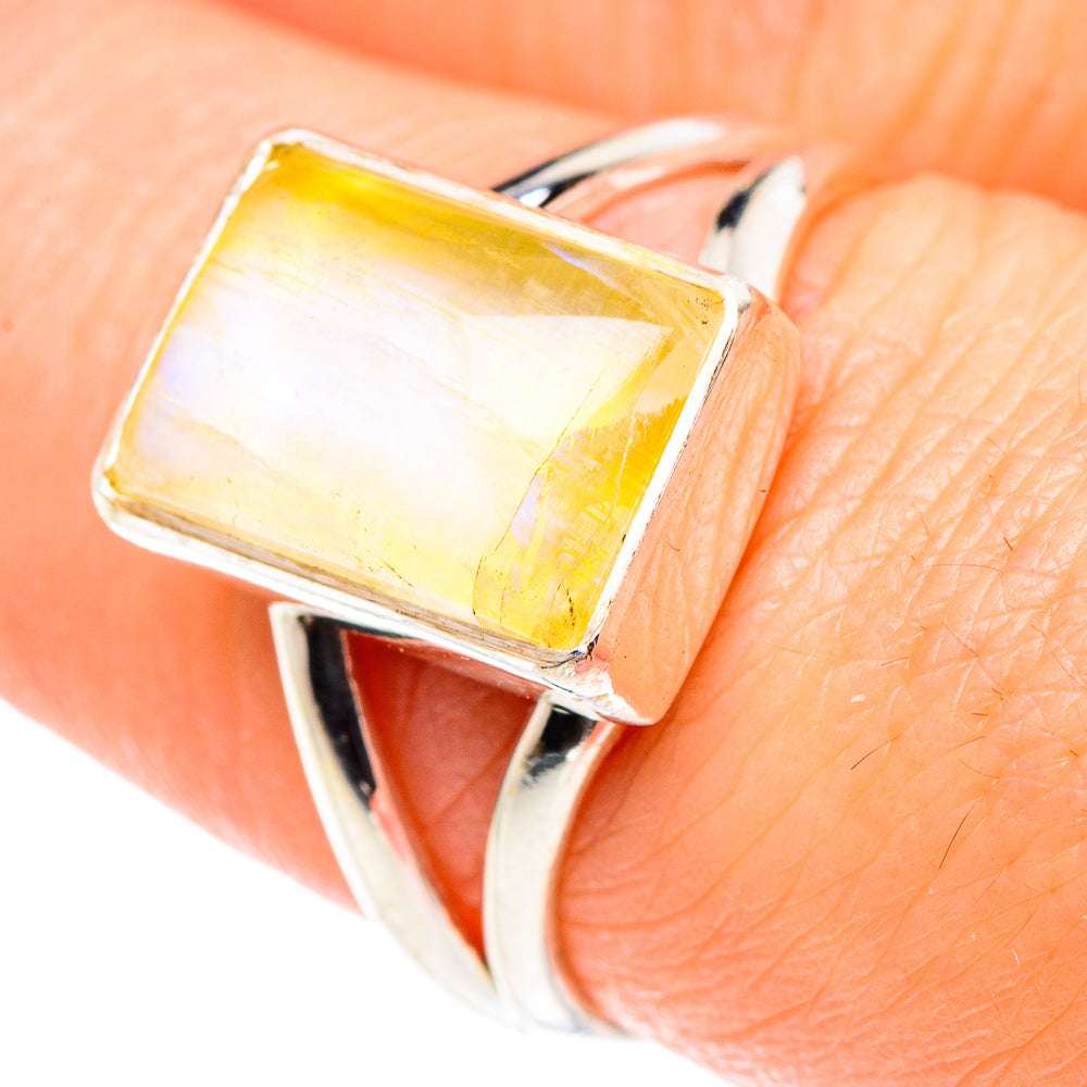 Yellow Moonstone Rings handcrafted by Anasilvercos - RING89537