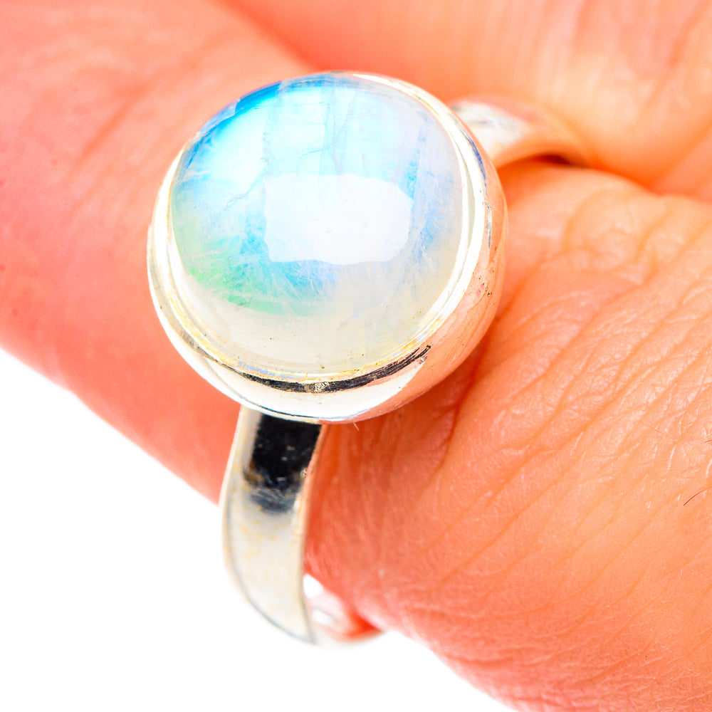 Rainbow Moonstone Rings handcrafted by Anasilvercos - RING89575