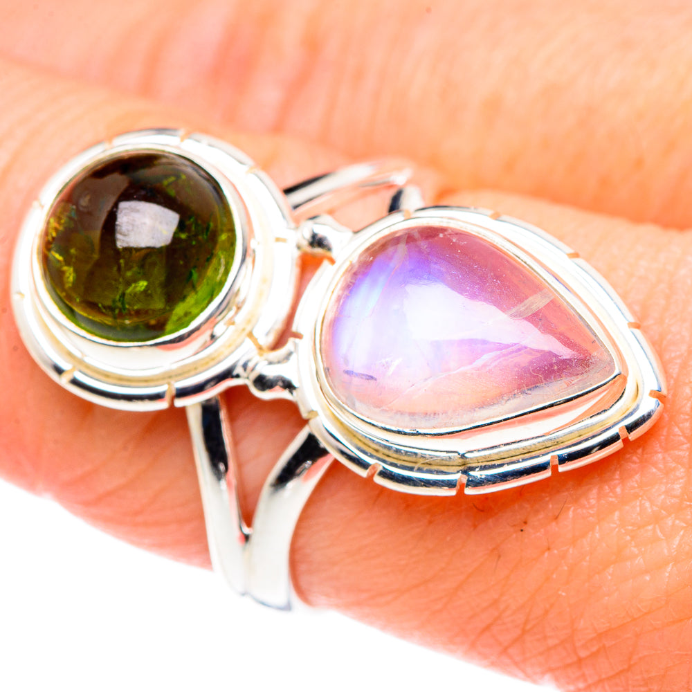 Rainbow Moonstone Rings handcrafted by Anasilvercos - RING89577