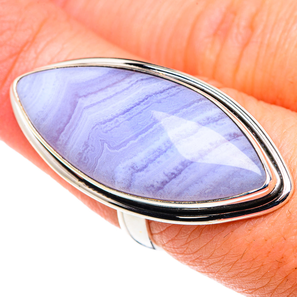 Blue Lace Agate Rings handcrafted by Anasilvercos - RING89595