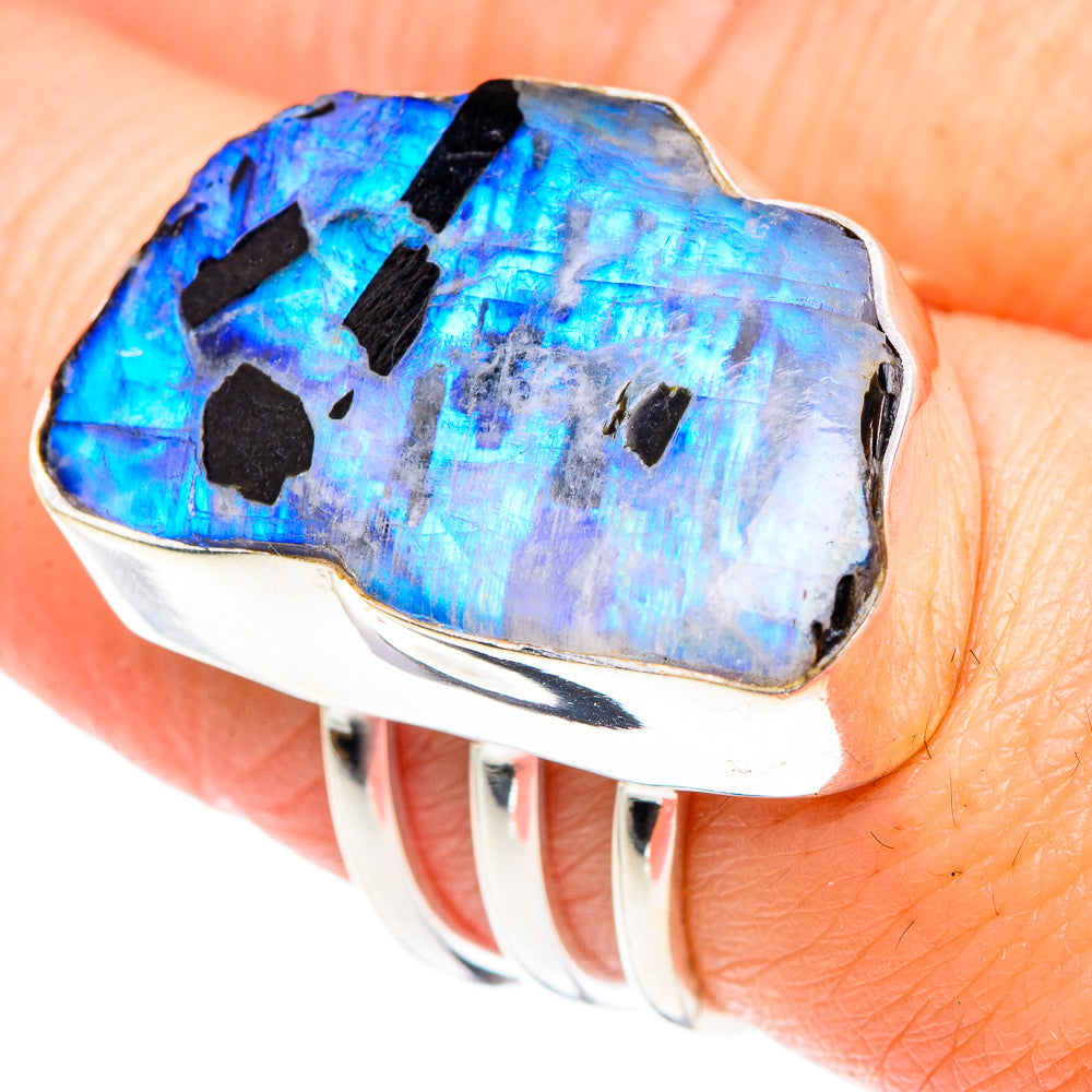 Rainbow Moonstone Rings handcrafted by Anasilvercos - RING89597