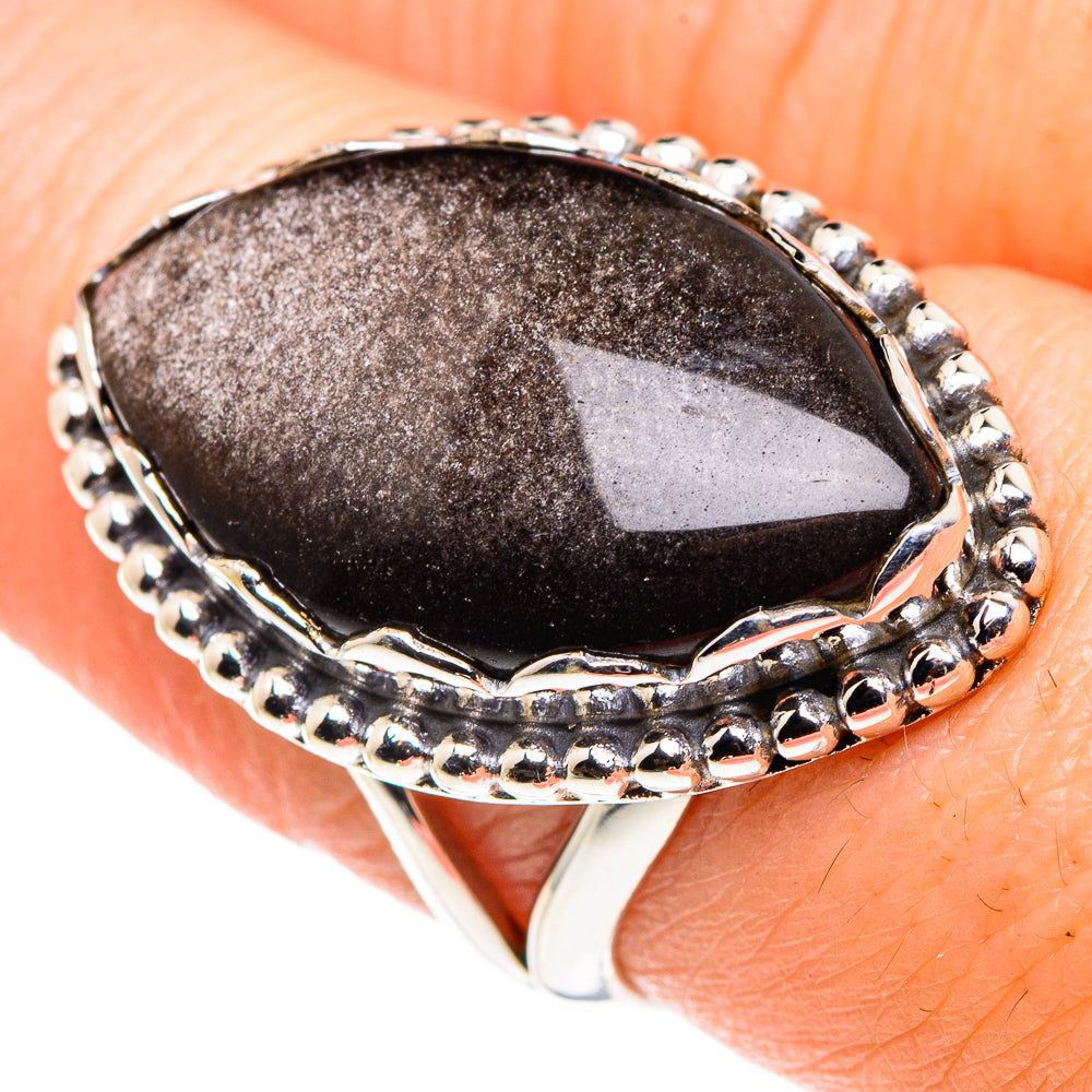 Gold Sheen Obsidian Rings handcrafted by Anasilvercos - RING89619