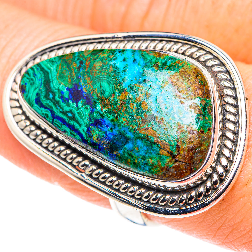Malachite In Chrysocolla Rings handcrafted by Anasilvercos - RING89671