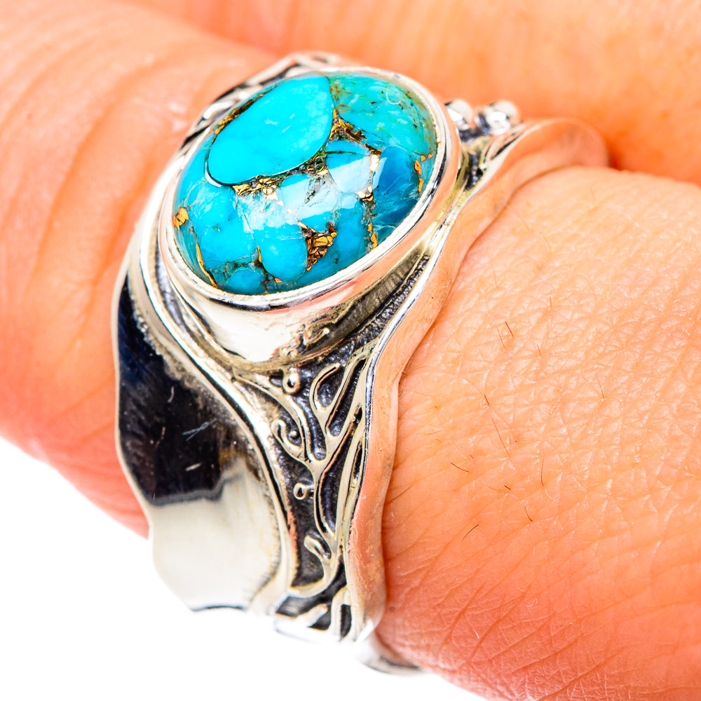 Blue Copper Composite Turquoise Rings handcrafted by Anasilvercos - RING89678