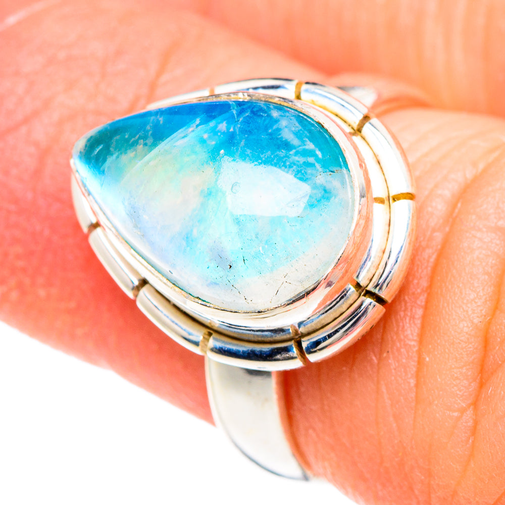 Rainbow Moonstone Rings handcrafted by Anasilvercos - RING89684