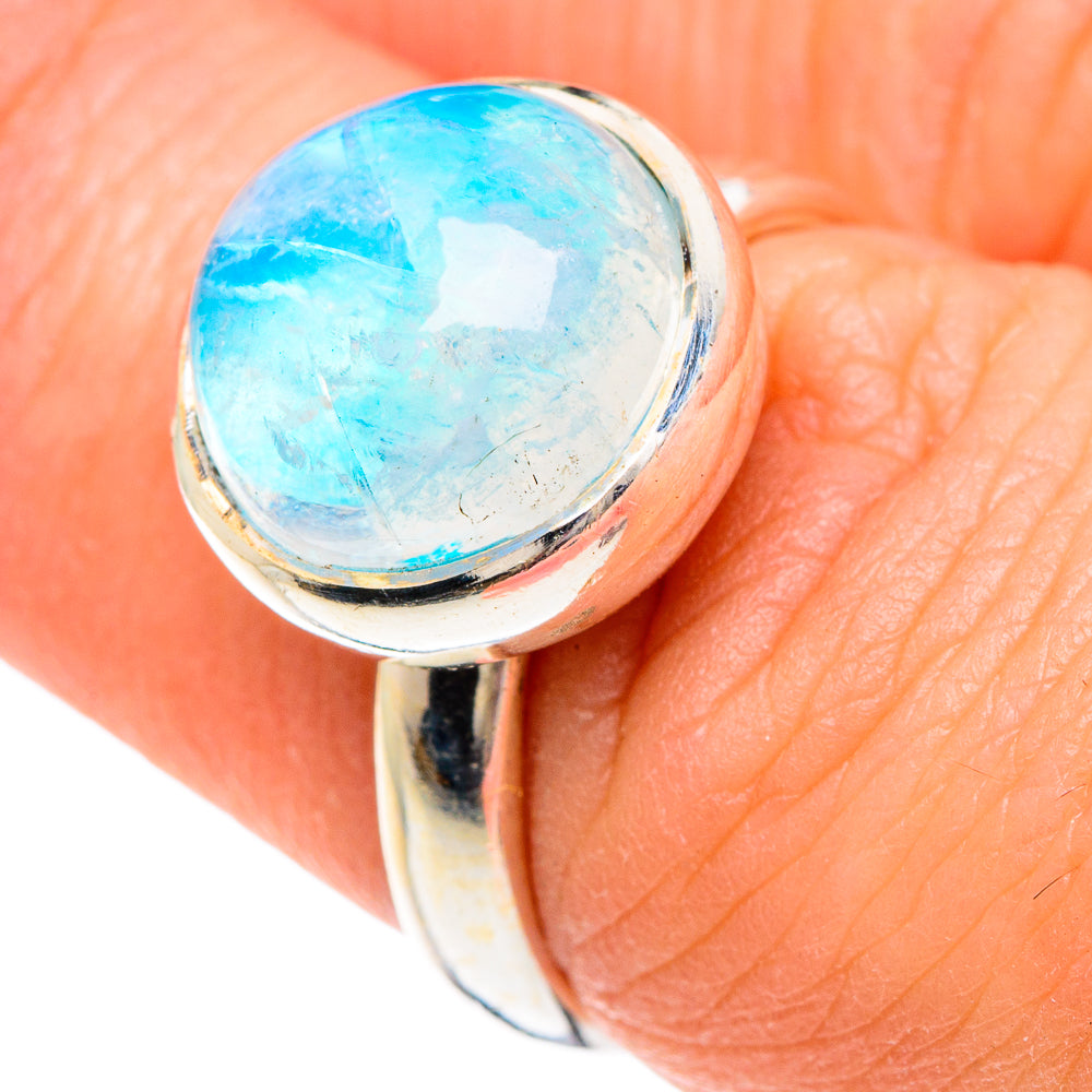 Rainbow Moonstone Rings handcrafted by Anasilvercos - RING89716