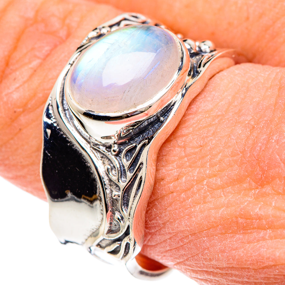 Rainbow Moonstone Rings handcrafted by Anasilvercos - RING89737
