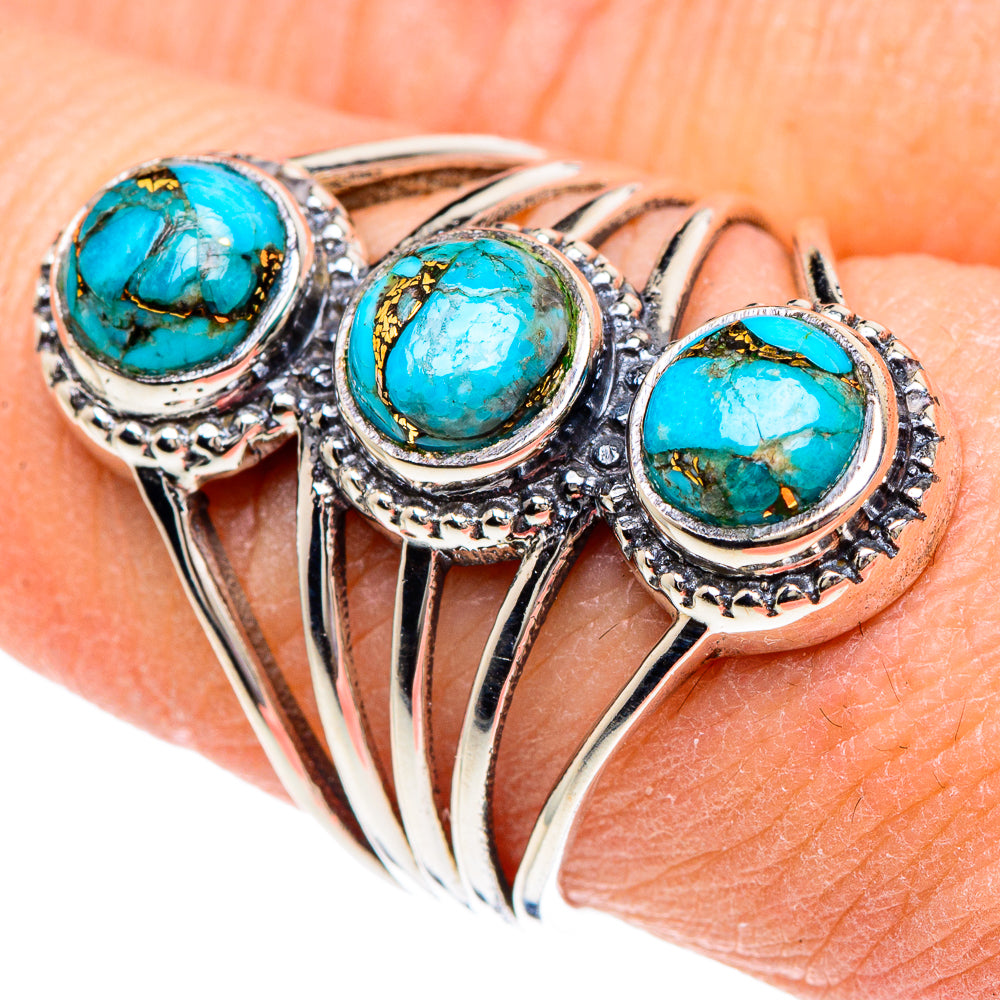 Blue Copper Composite Turquoise Rings handcrafted by Anasilvercos - RING89744