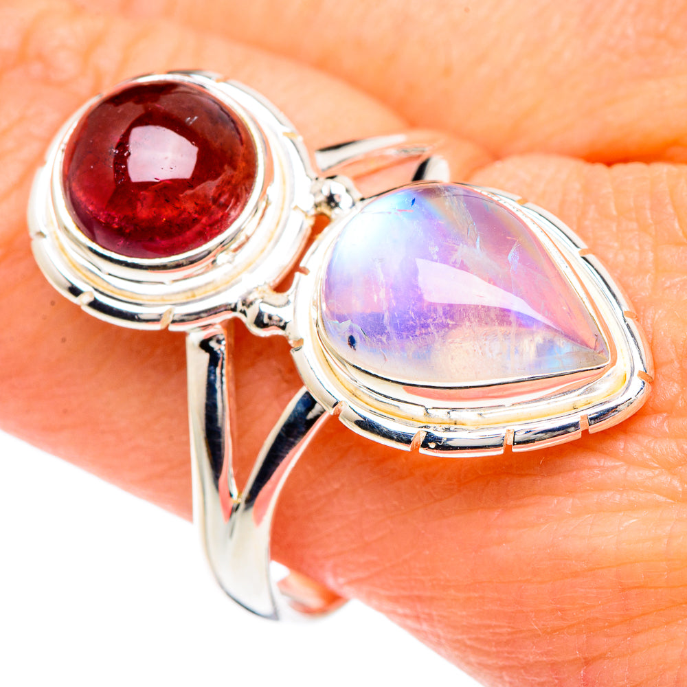 Rainbow Moonstone Rings handcrafted by Anasilvercos - RING89759