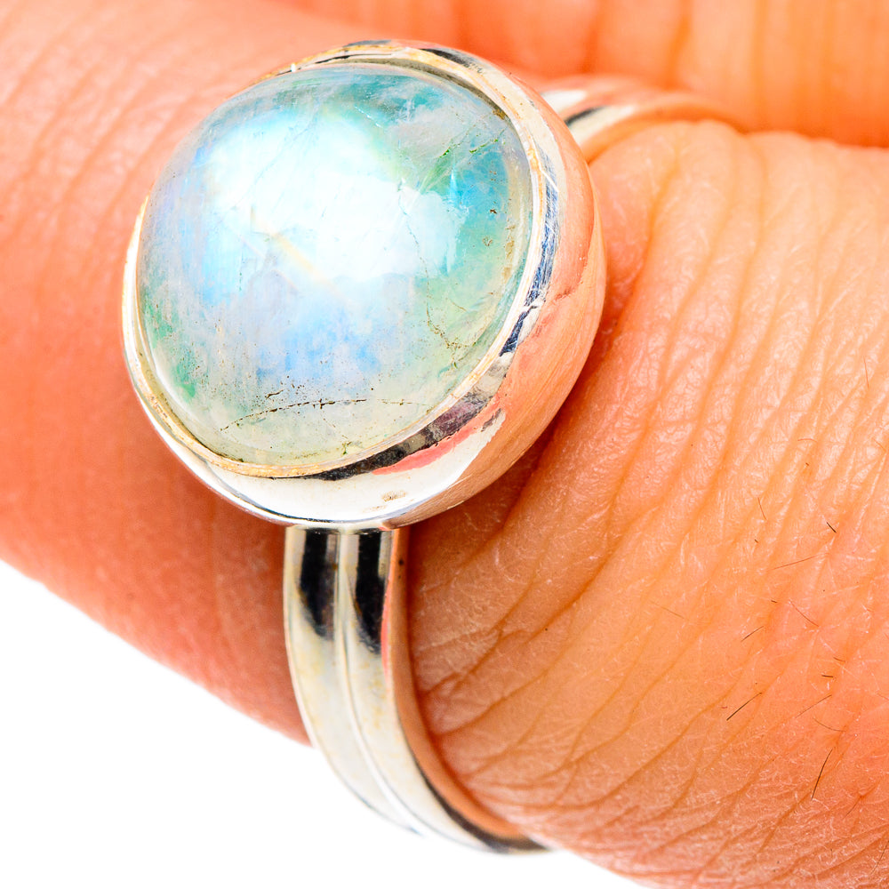 Rainbow Moonstone Rings handcrafted by Anasilvercos - RING89788