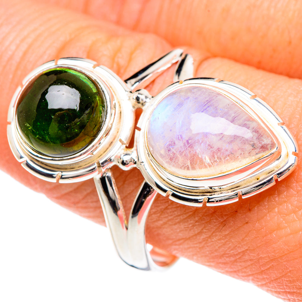 Rainbow Moonstone Rings handcrafted by Anasilvercos - RING89820
