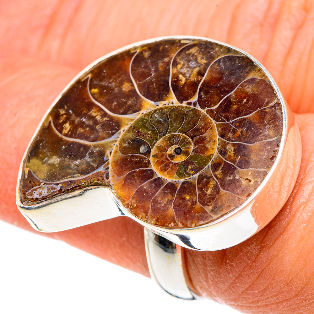 Ammonite Fossil Rings handcrafted by Anasilvercos - RING89884
