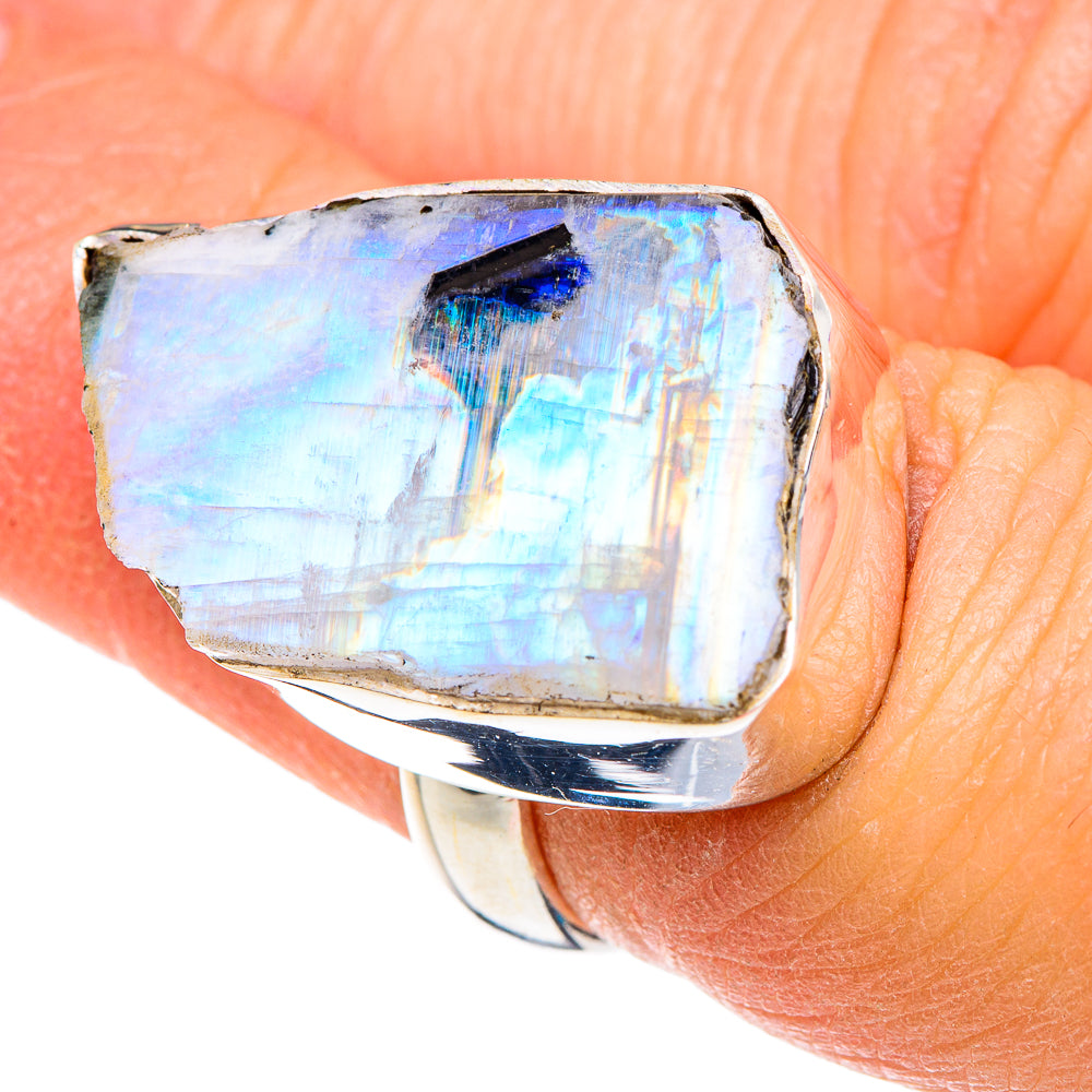 Rainbow Moonstone Rings handcrafted by Anasilvercos - RING89900