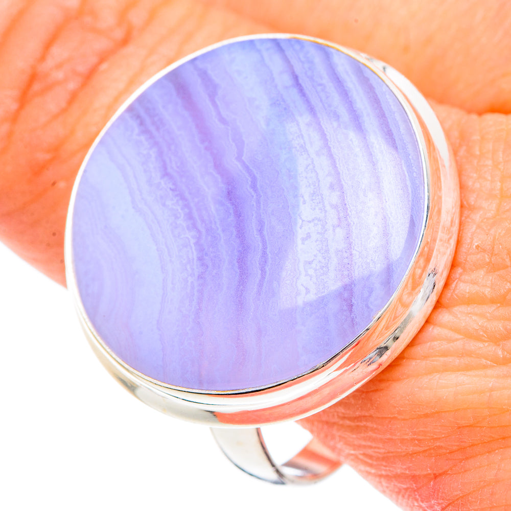 Blue Lace Agate Rings handcrafted by Anasilvercos - RING89945