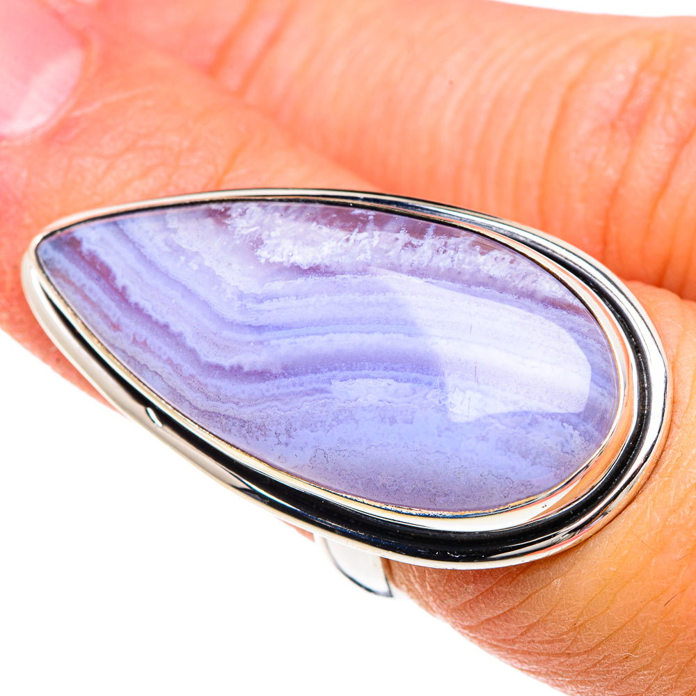 Blue Lace Agate Rings handcrafted by Anasilvercos - RING89979