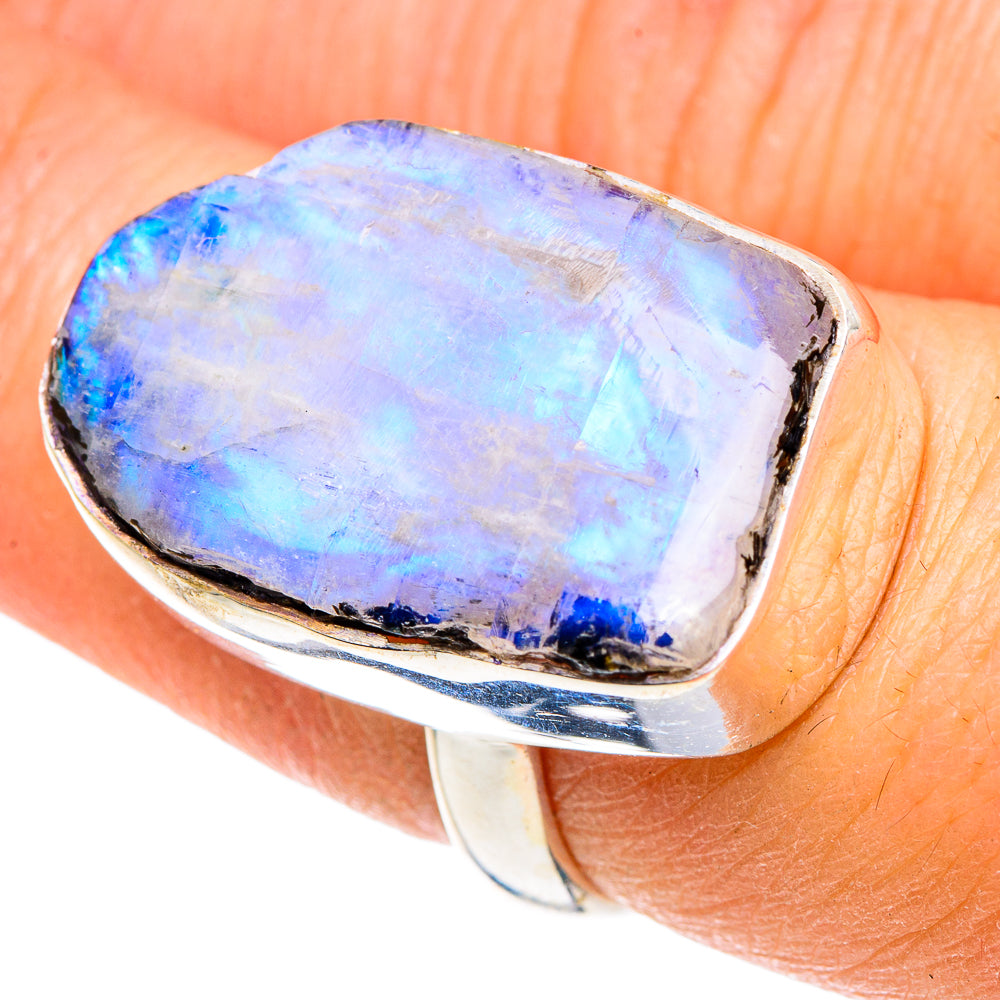 Rainbow Moonstone Rings handcrafted by Anasilvercos - RING89980