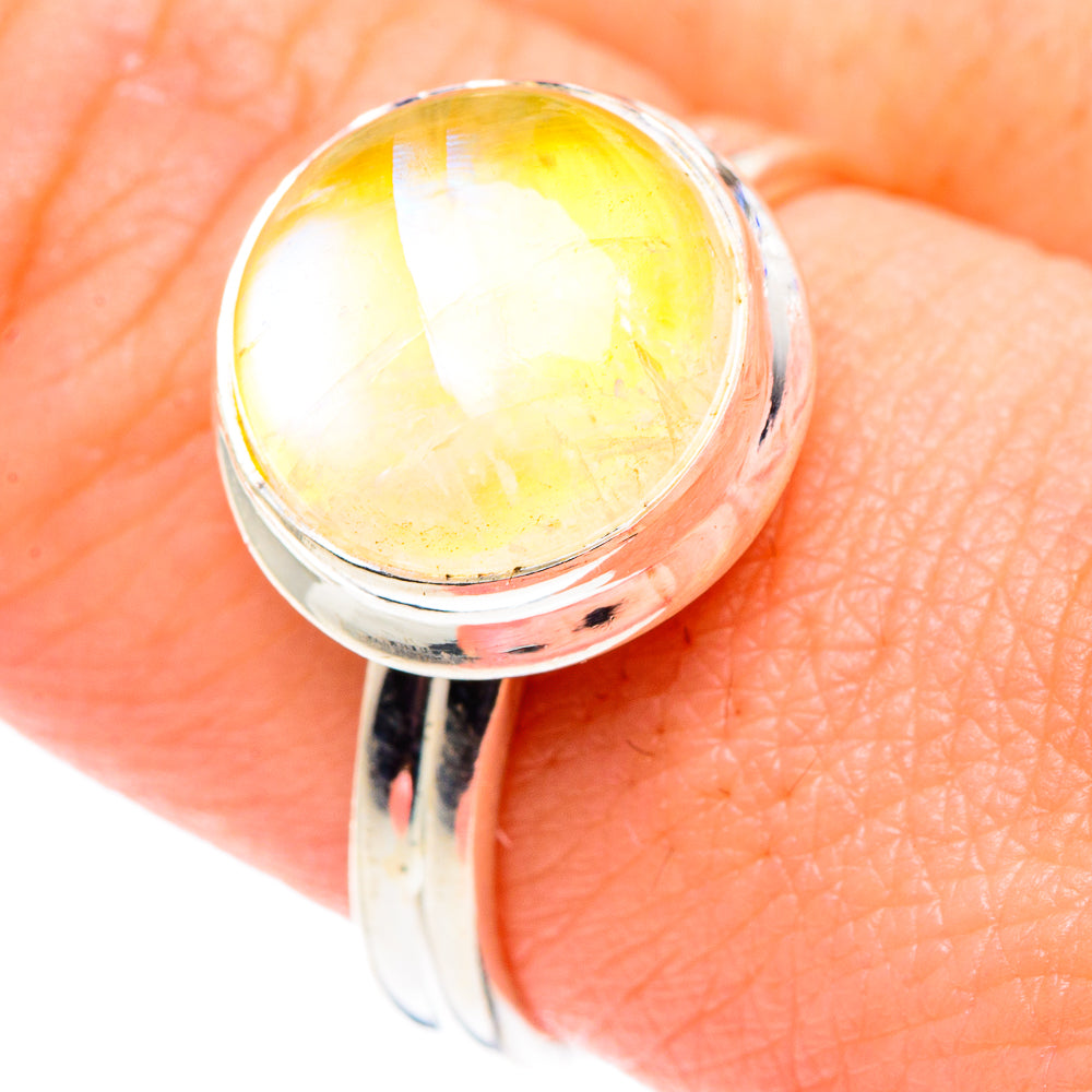 Yellow Moonstone Rings handcrafted by Anasilvercos - RING90026