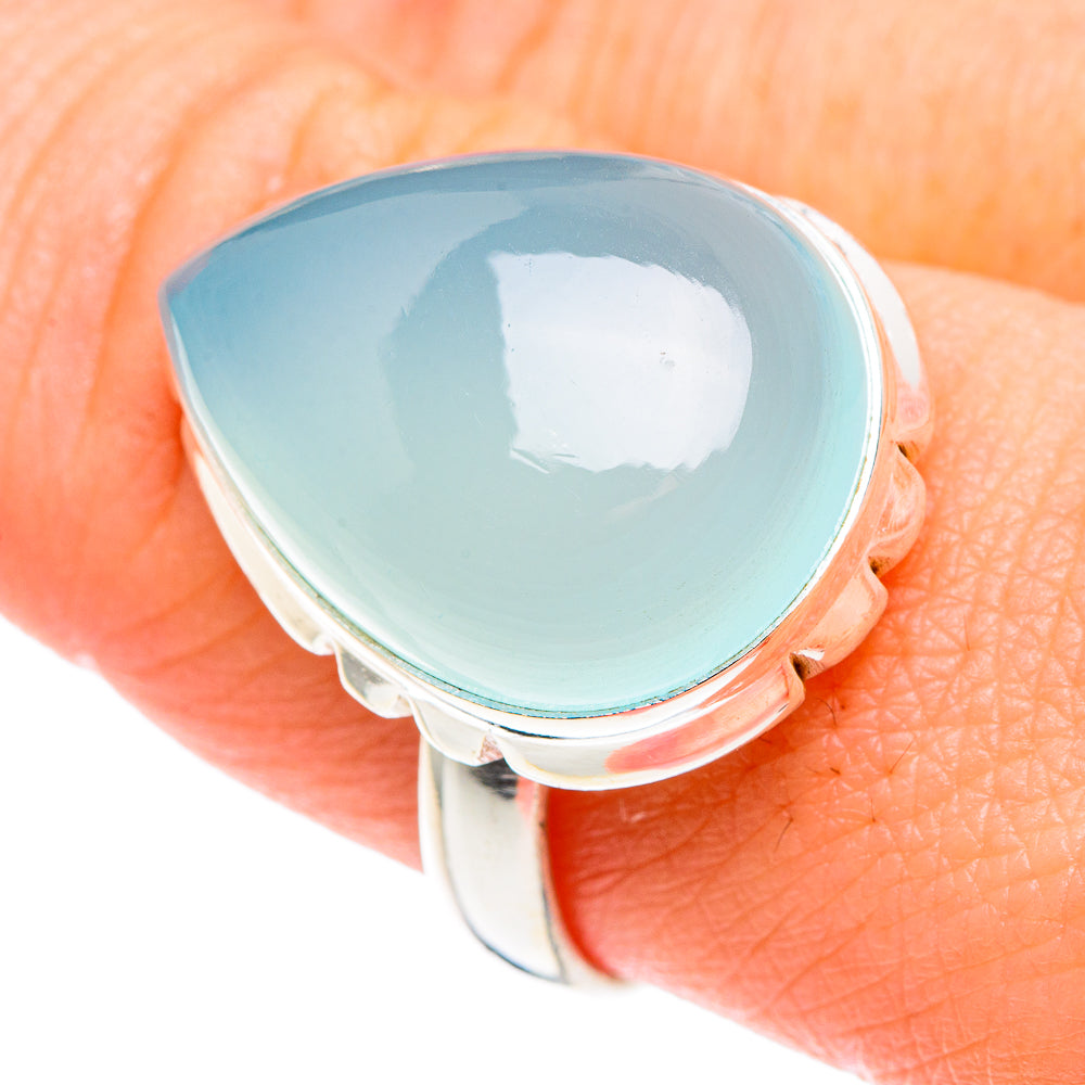 Aqua Chalcedony Rings handcrafted by Anasilvercos - RING90028