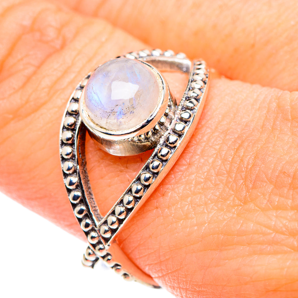 Rainbow Moonstone Rings handcrafted by Anasilvercos - RING90059