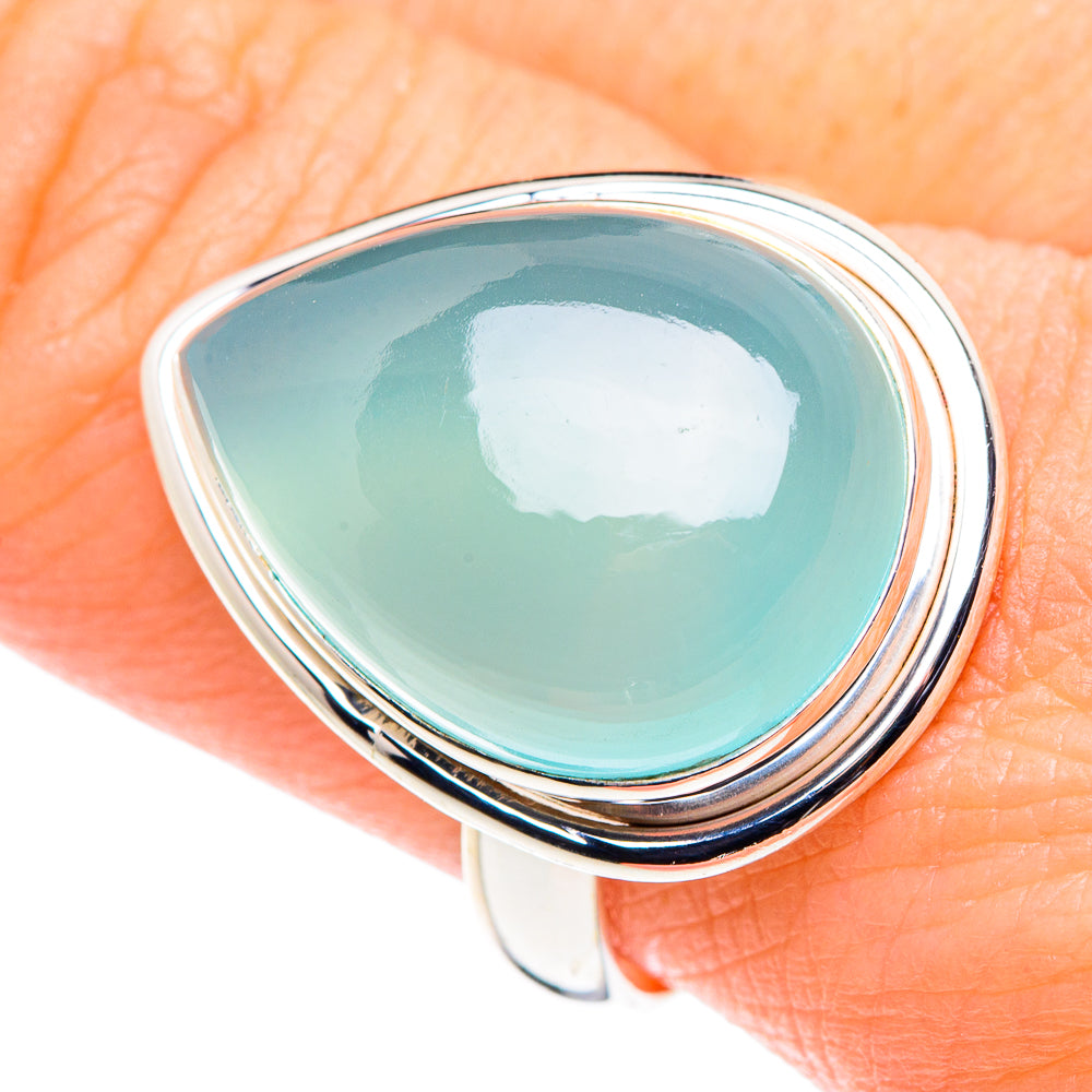 Aqua Chalcedony Rings handcrafted by Anasilvercos - RING90069