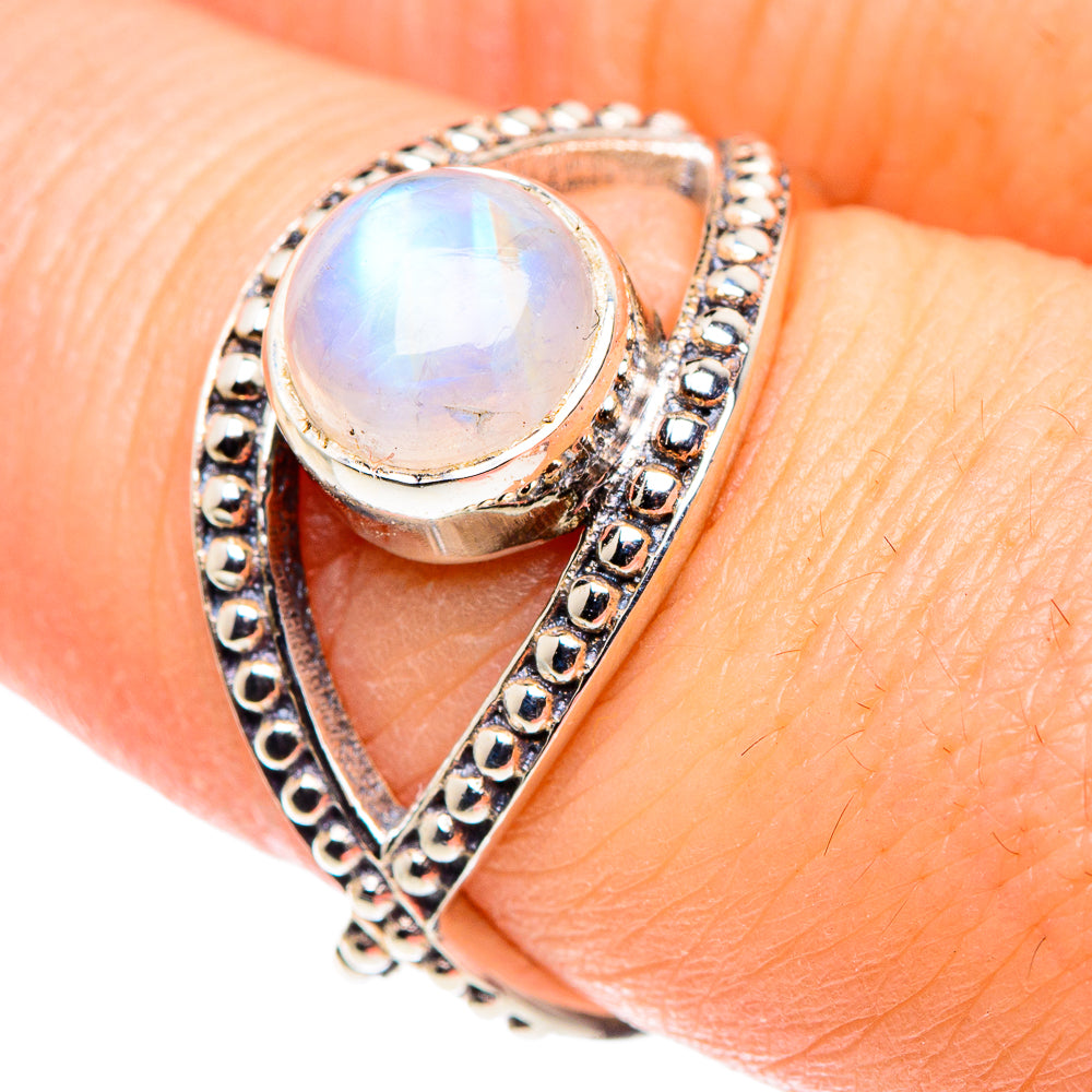 Rainbow Moonstone Rings handcrafted by Anasilvercos - RING90095