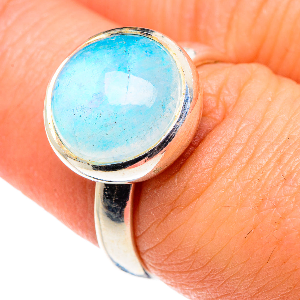 Rainbow Moonstone Rings handcrafted by Anasilvercos - RING90115