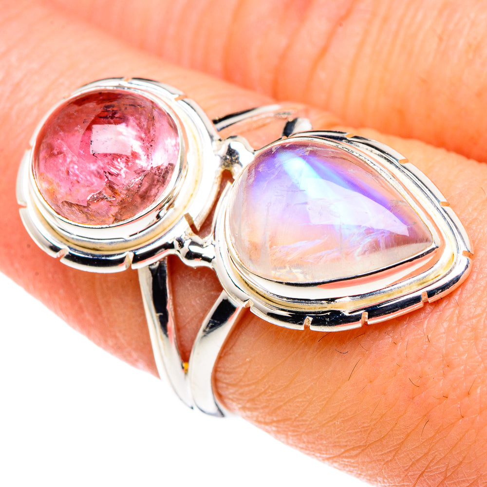 Rainbow Moonstone Rings handcrafted by Anasilvercos - RING90120