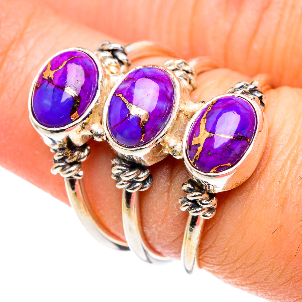 Purple Copper Composite Turquoise Rings handcrafted by Anasilvercos - RING90122