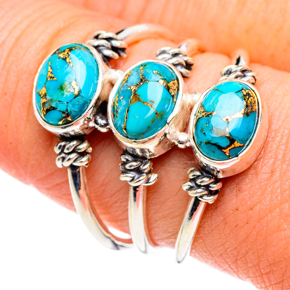 Blue Copper Composite Turquoise Rings handcrafted by Anasilvercos - RING90140