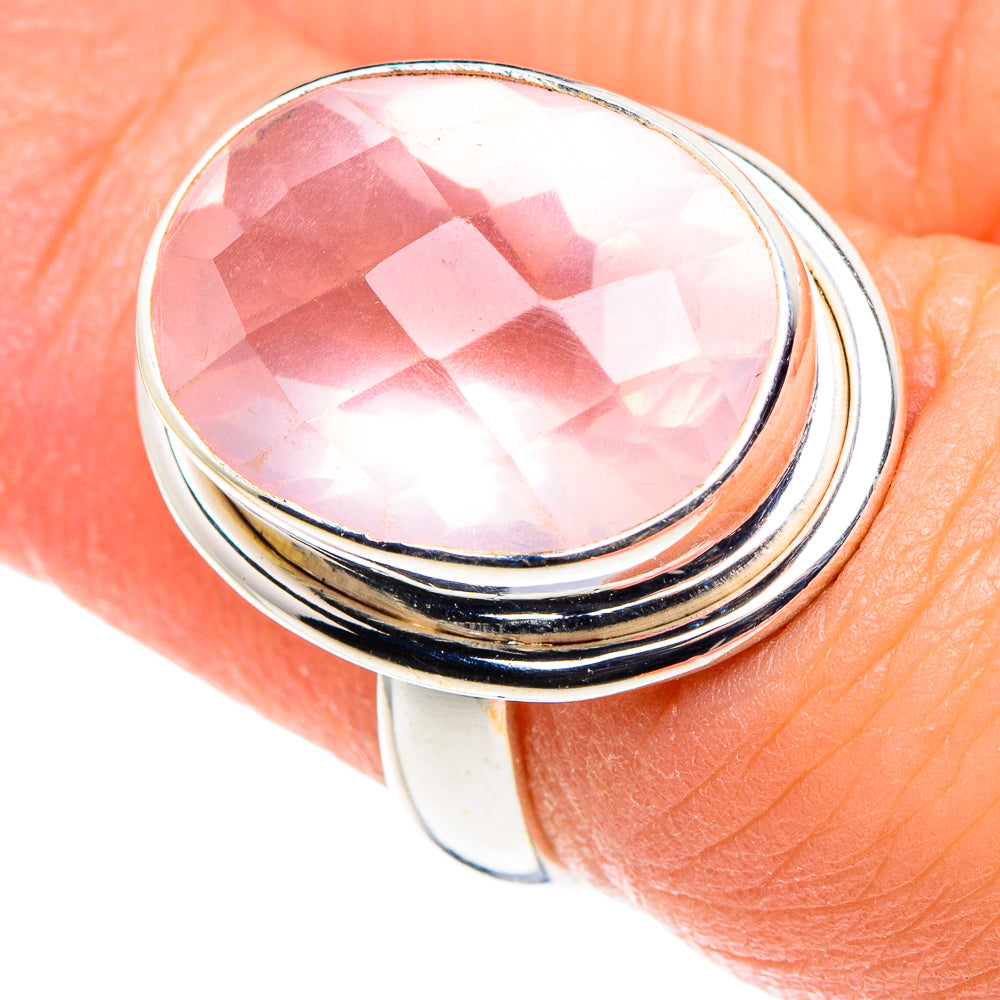 Rose Quartz Rings handcrafted by Anasilvercos - RING90152