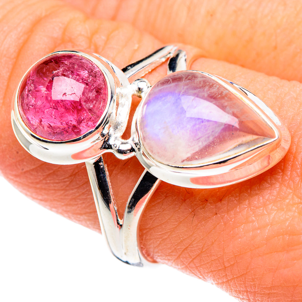 Rainbow Moonstone Rings handcrafted by Anasilvercos - RING90153