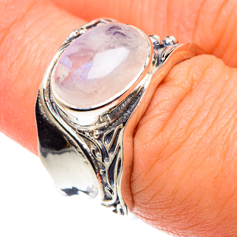 Rainbow Moonstone Rings handcrafted by Anasilvercos - RING90159