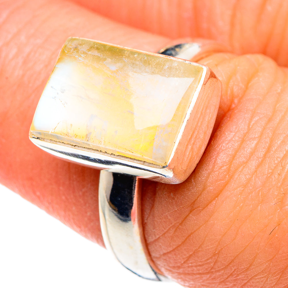 Yellow Moonstone Rings handcrafted by Anasilvercos - RING90162