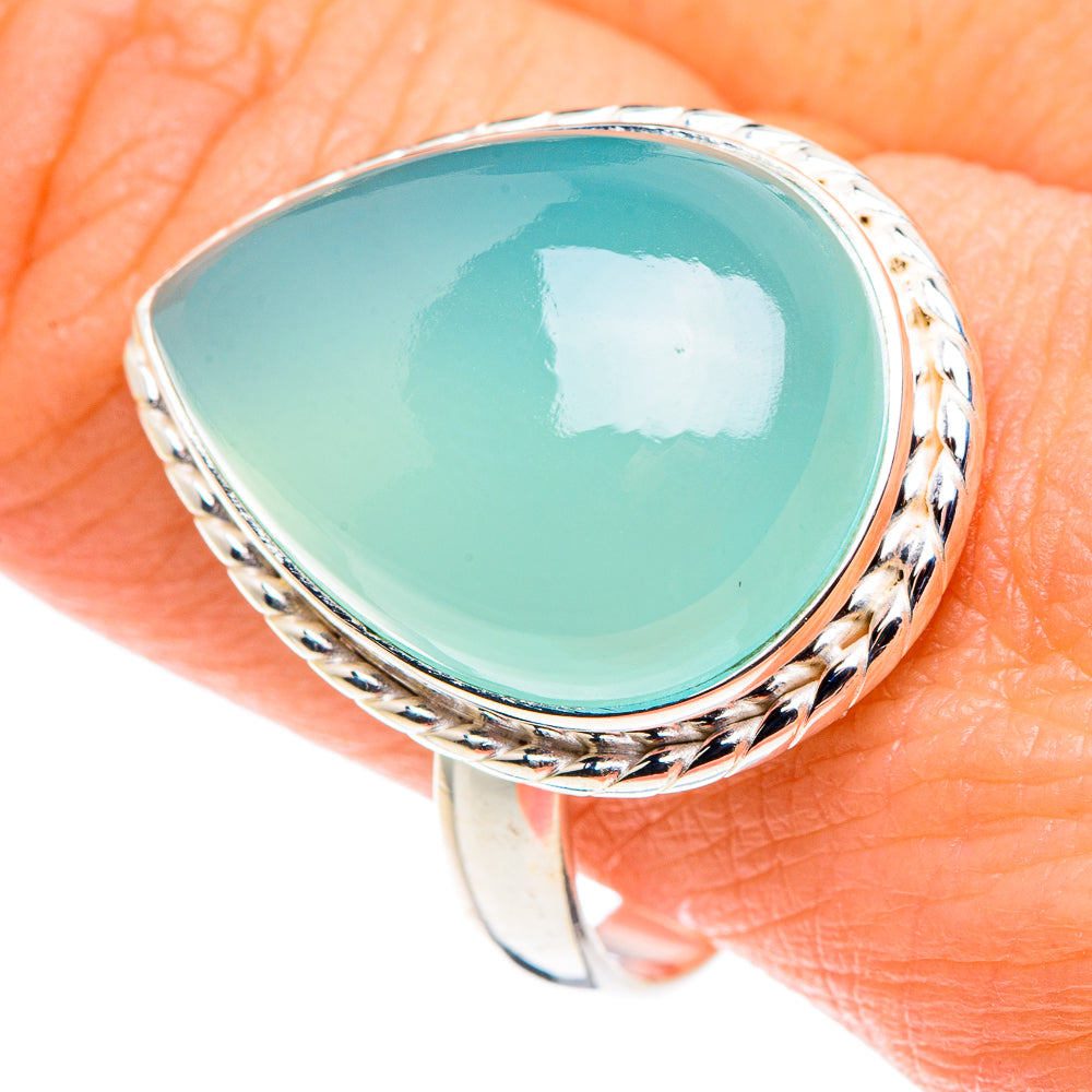Aqua Chalcedony Rings handcrafted by Anasilvercos - RING90169
