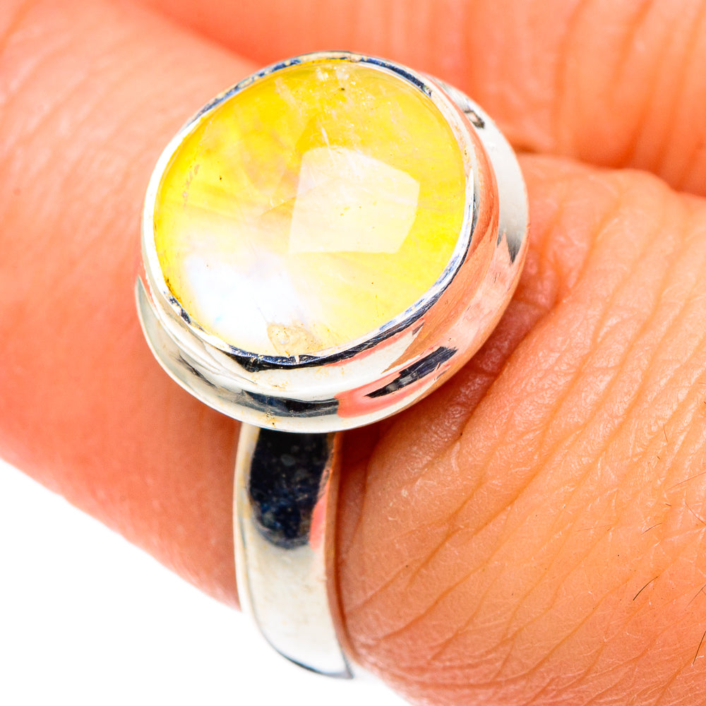 Yellow Moonstone Rings handcrafted by Anasilvercos - RING90195